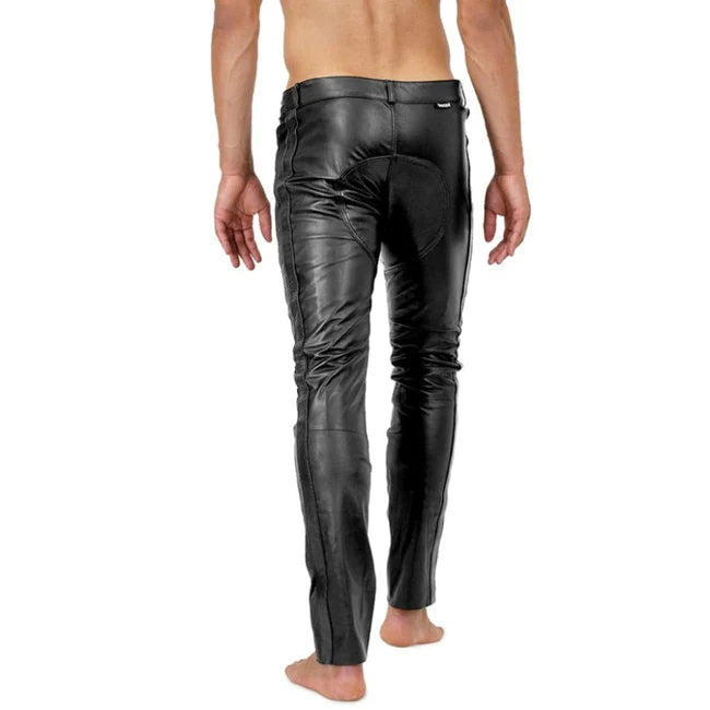 Double Button Closure Sheep Leather Men's Pants | All For Me Today