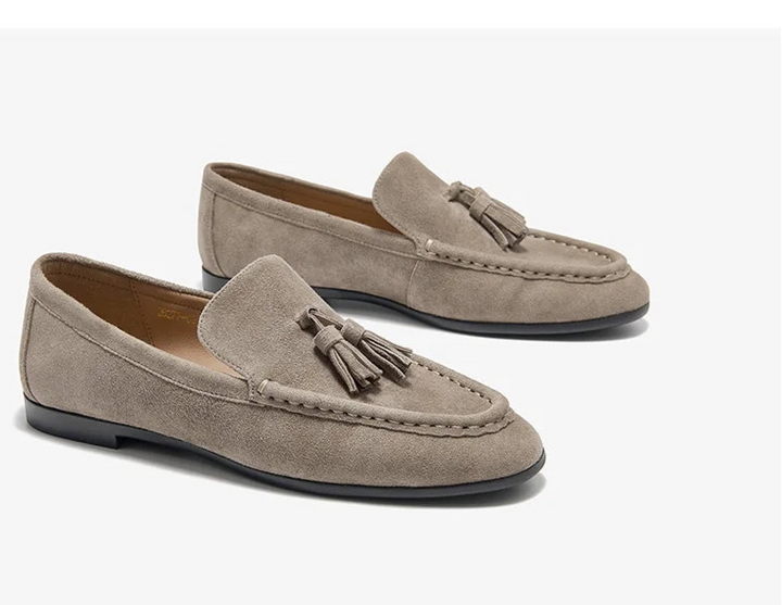 Luxury Light Suede Leather Tassel Shoes