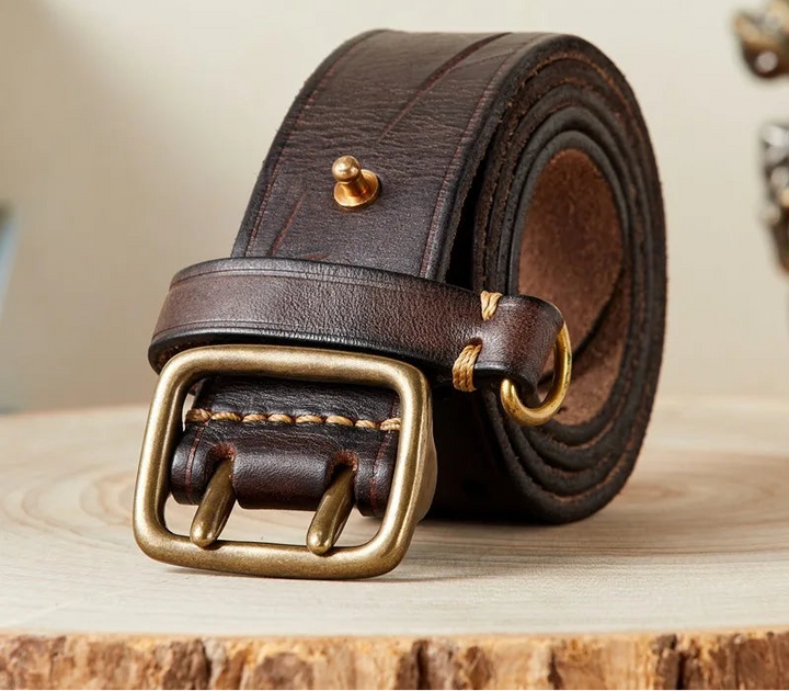 Luxury Double Pin Buckle Leather Belt