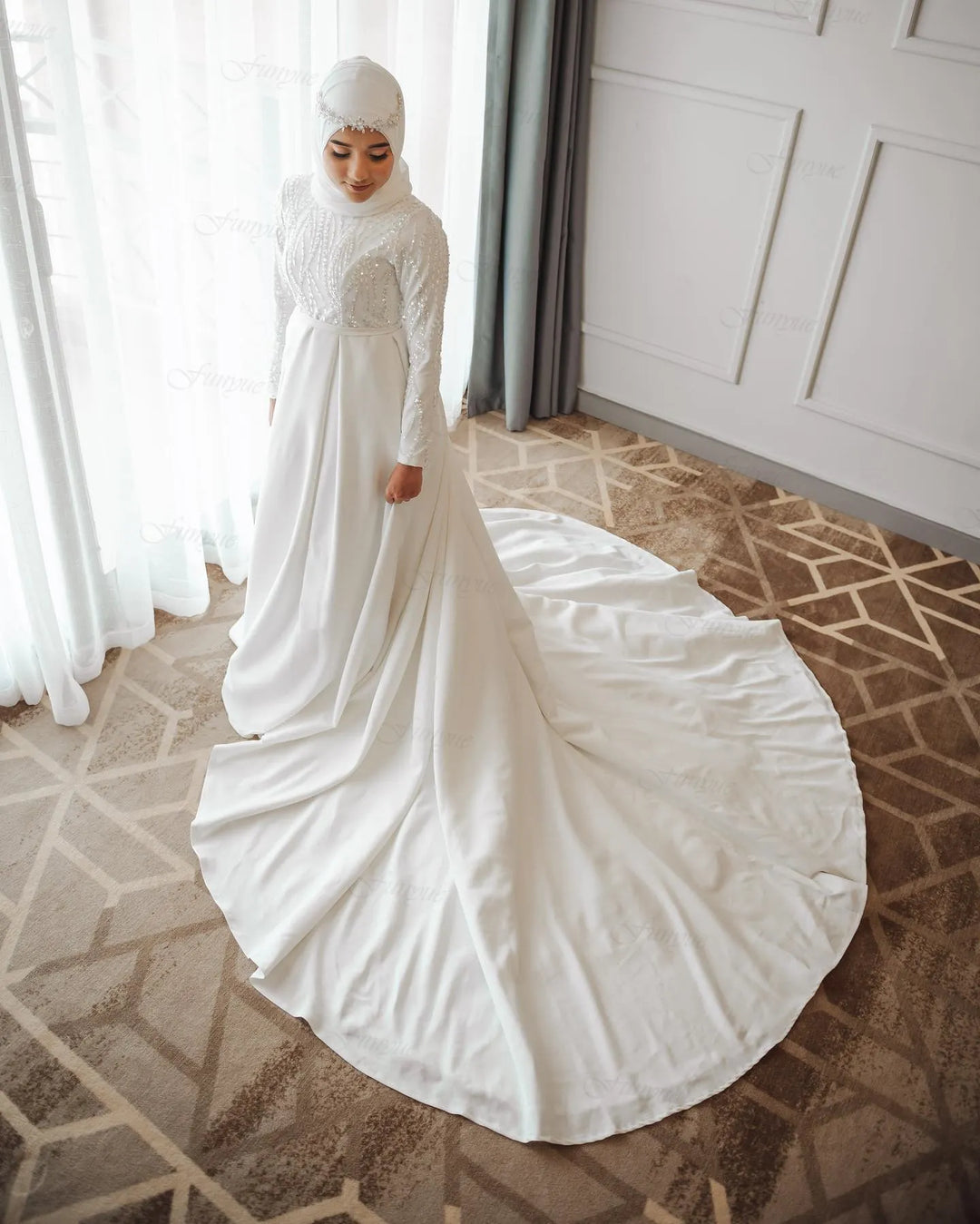 Elegant A-Line Arabic Bridal Gown | All For Me Today