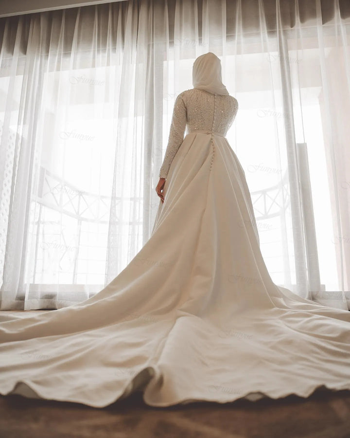 Elegant A-Line Arabic Bridal Gown | All For Me Today