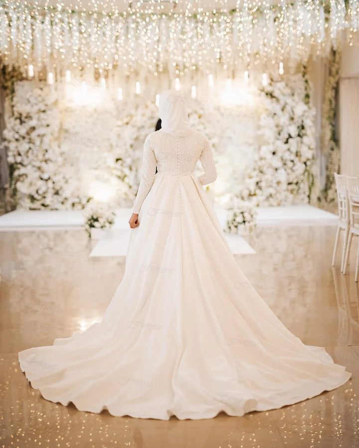 Elegant A-Line Arabic Bridal Gown | All For Me Today