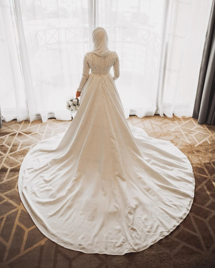 Elegant A-Line Arabic Bridal Gown | All For Me Today