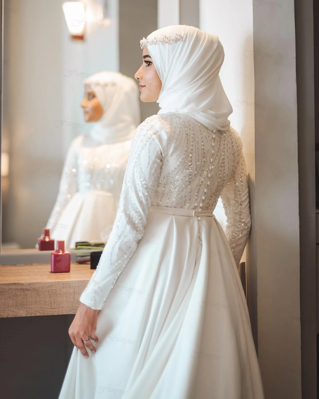 Elegant A-Line Arabic Bridal Gown | All For Me Today