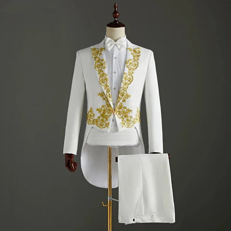 Elegant Embroidery Men's Tailcoat Suit | All For Me Today