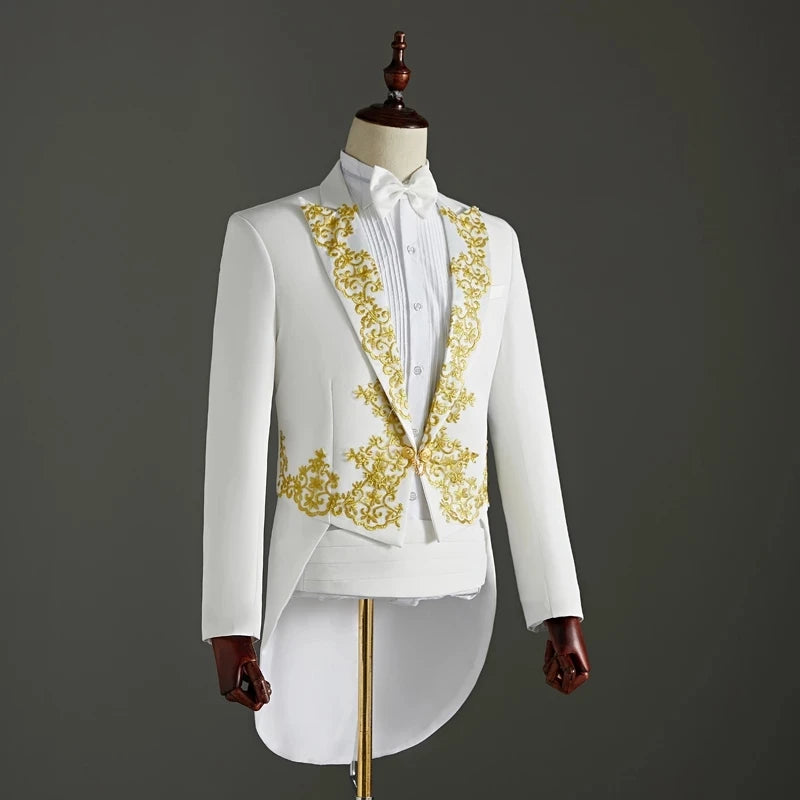 Elegant Embroidery Men's Tailcoat Suit | All For Me Today