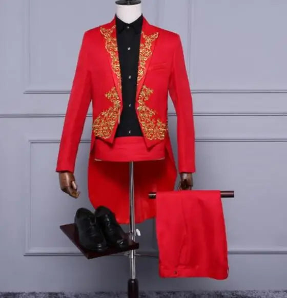 Elegant Embroidery Men's Tailcoat Suit | All For Me Today