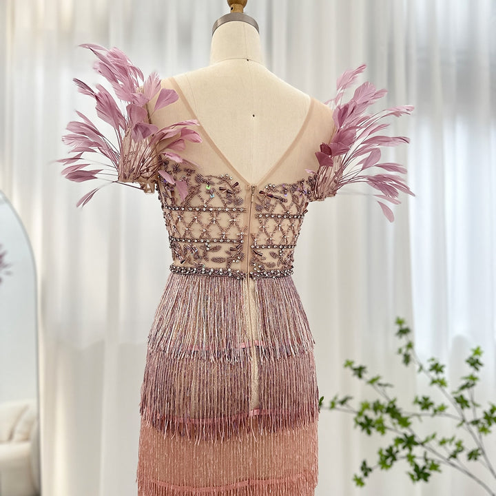 Elegant Feathers Tassel Evening Dress | All For Me Today