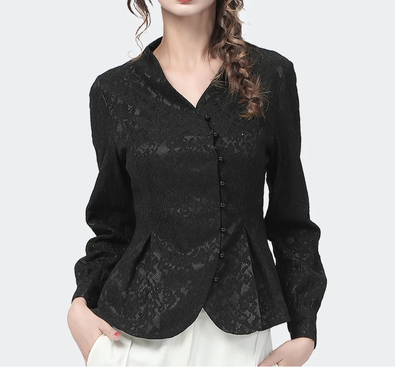 Stunning Asymmetry Pearls Button Tunic Shirt