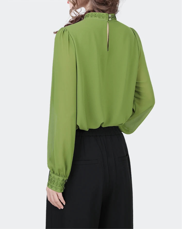 Chemisier en mousseline plissé à la mode pour femme