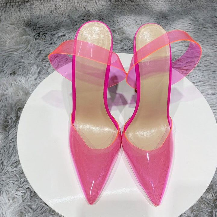 Fuchsia Pink Transparent Women High Heel Stiletto Pumps | All For Me Today