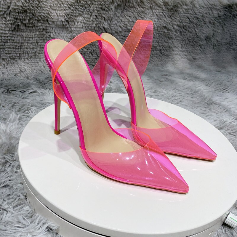 Fuchsia Pink Transparent Women High Heel Stiletto Pumps | All For Me Today