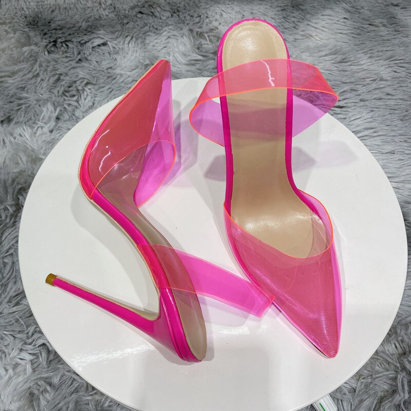 Fuchsia Pink Transparent Women High Heel Stiletto Pumps | All For Me Today