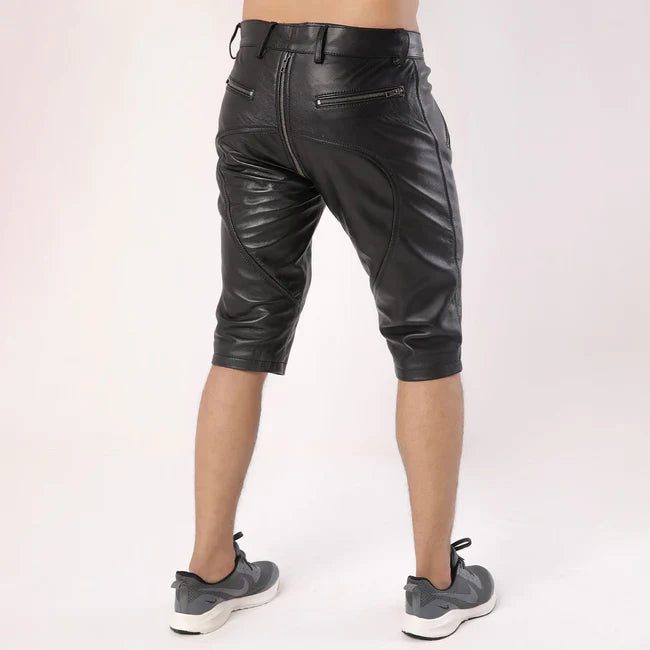 Full Back Zipper Men's Leather Shorts | All For Me Today