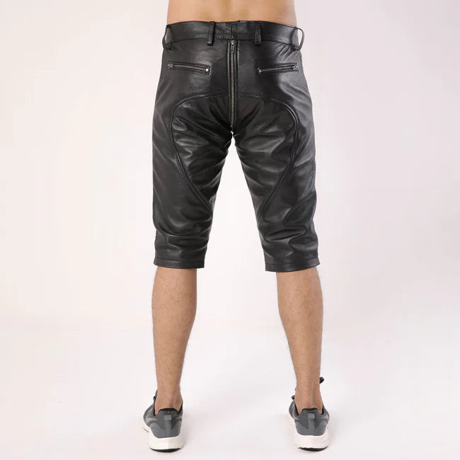 Full Back Zipper Men's Leather Shorts | All For Me Today