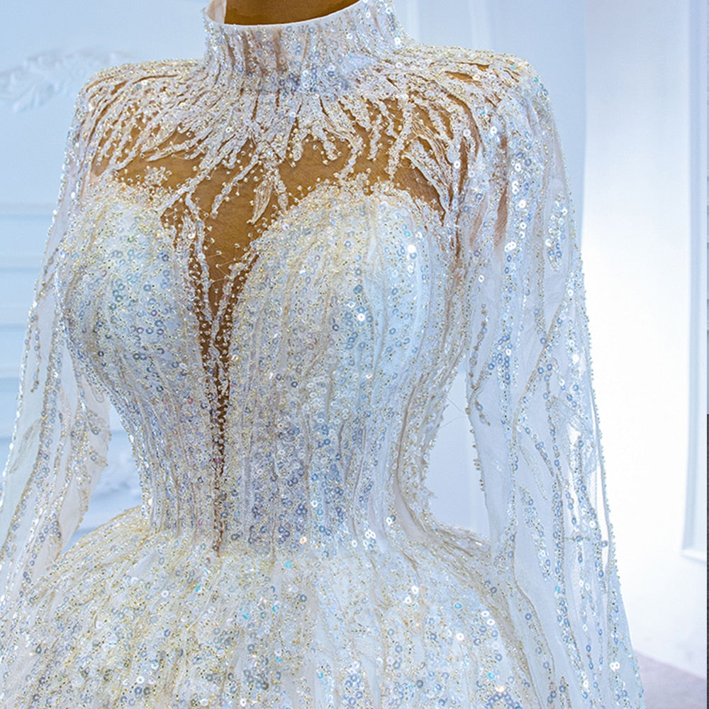 Full Shiny Beading Sequins Ball Gown Bridal Dress | All For Me Today