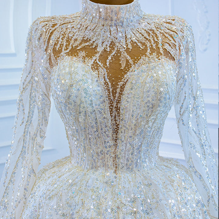 Full Shiny Beading Sequins Ball Gown Bridal Dress | All For Me Today