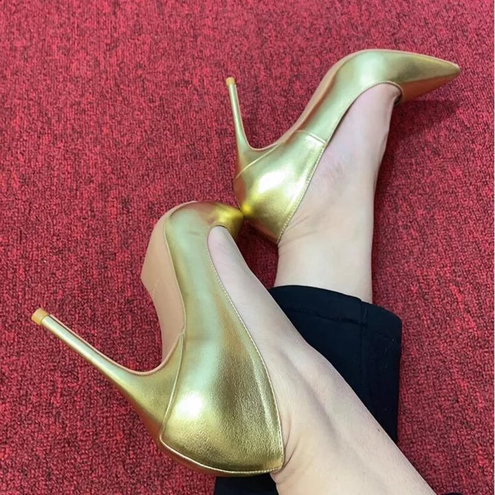 Gold Metallic Women's High Heel Pumps | All For Me Today