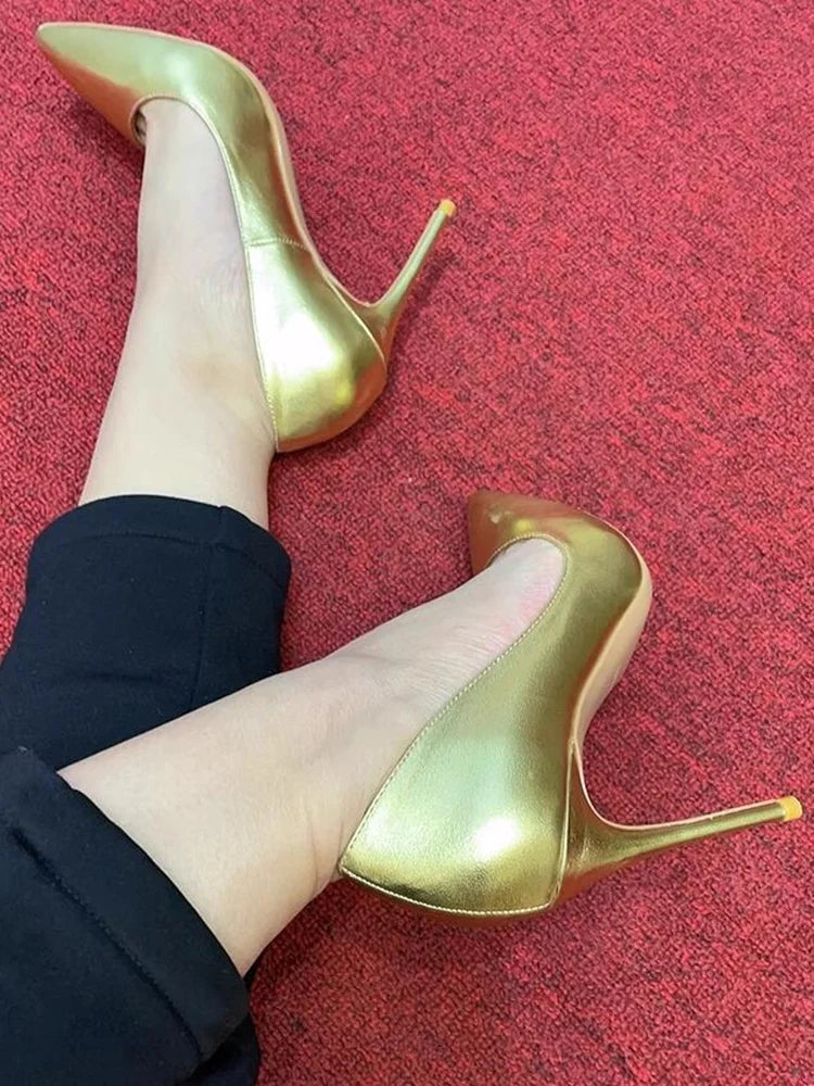 Gold Metallic Women's High Heel Pumps | All For Me Today