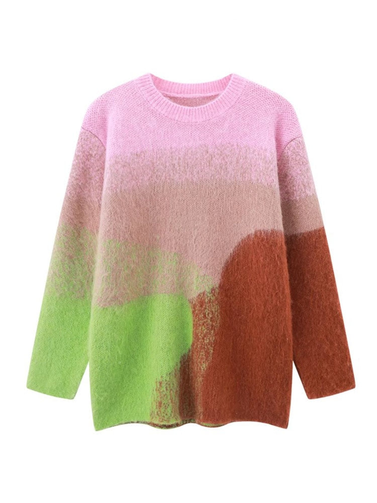 Gradient Colorful Women's Pullover Sweaters | All For Me Today