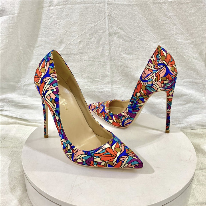 Graphic Pointy Toe Women High Heel Stiletto Pumps | All For Me Today