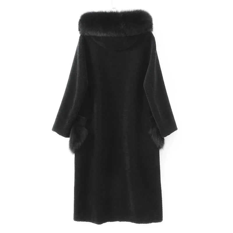 Cozy Real Sheep Fur Collar Warm Jacket