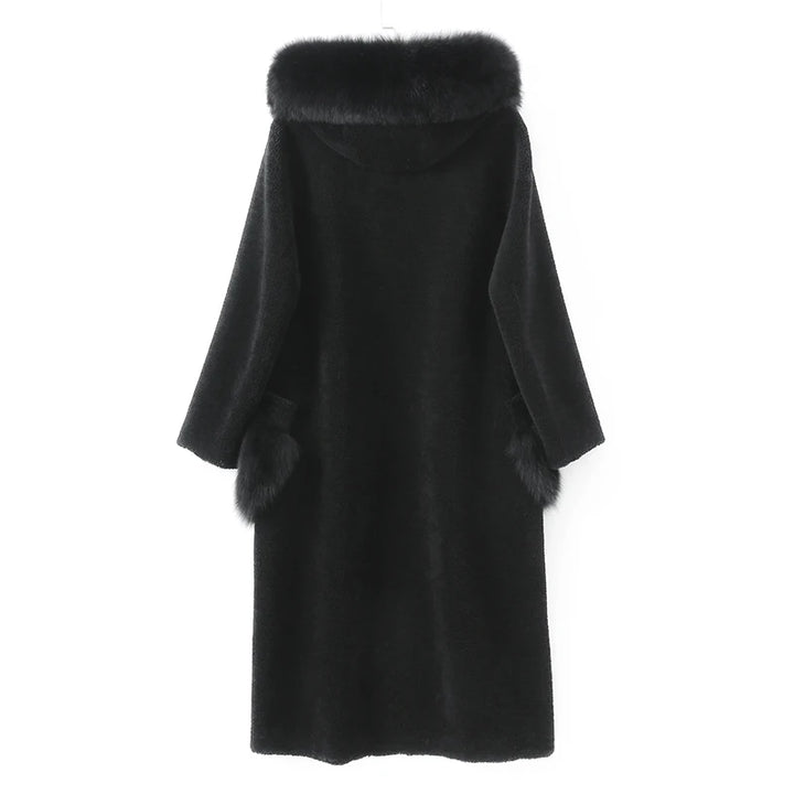 Cozy Real Sheep Fur Collar Warm Jacket