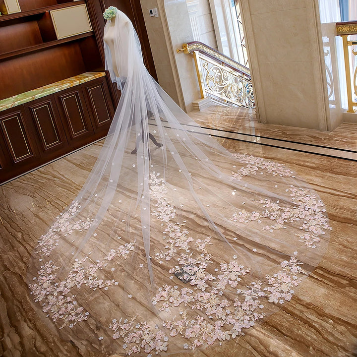 Romantic Two-Layer Floral Bridal Veil