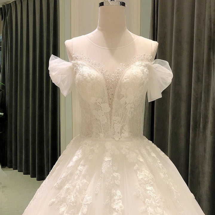 Elegant Lace Crystal Bridal Dress