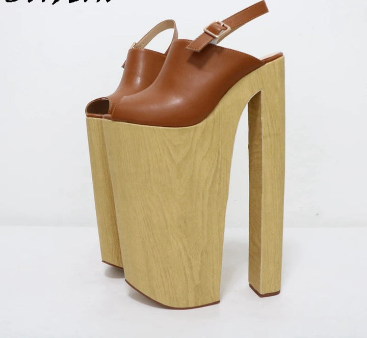 Chunky Sling Back Platform Shoes