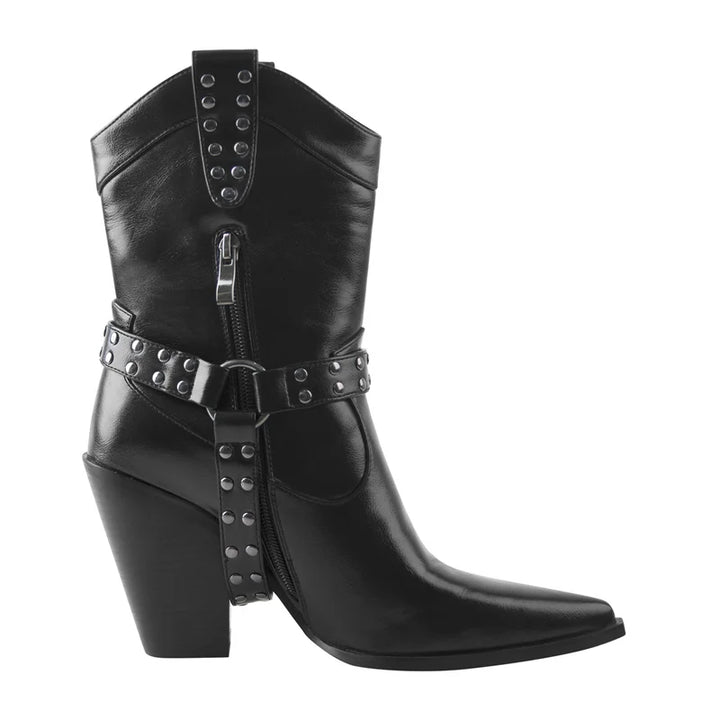 Zipper Belt Buckle Ankle Boots