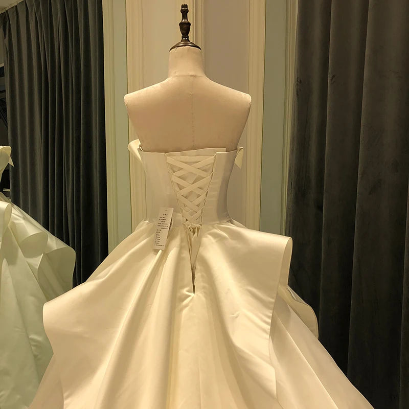 Satin Ruffled Wedding Gown