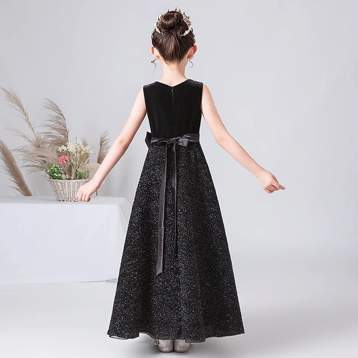 Lovely Velvet Bling Girl's Formal Gown