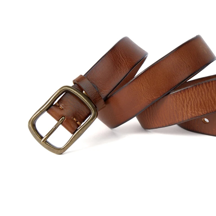 Vintage Copper Buckle Handmade Soft Leather Belt