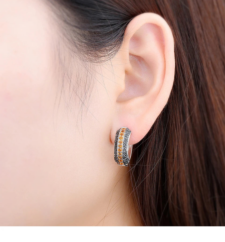 Black Spinel Natural Citrine Earrings