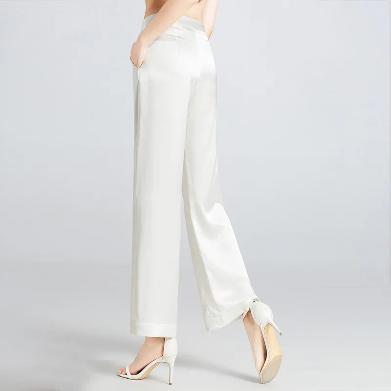 Fashionable Straight Waist Silk Pants