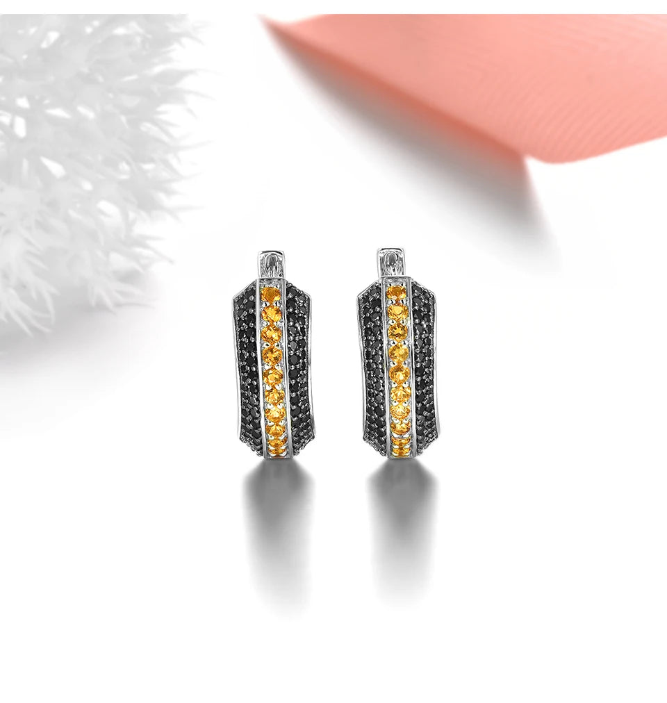 Black Spinel Natural Citrine Earrings