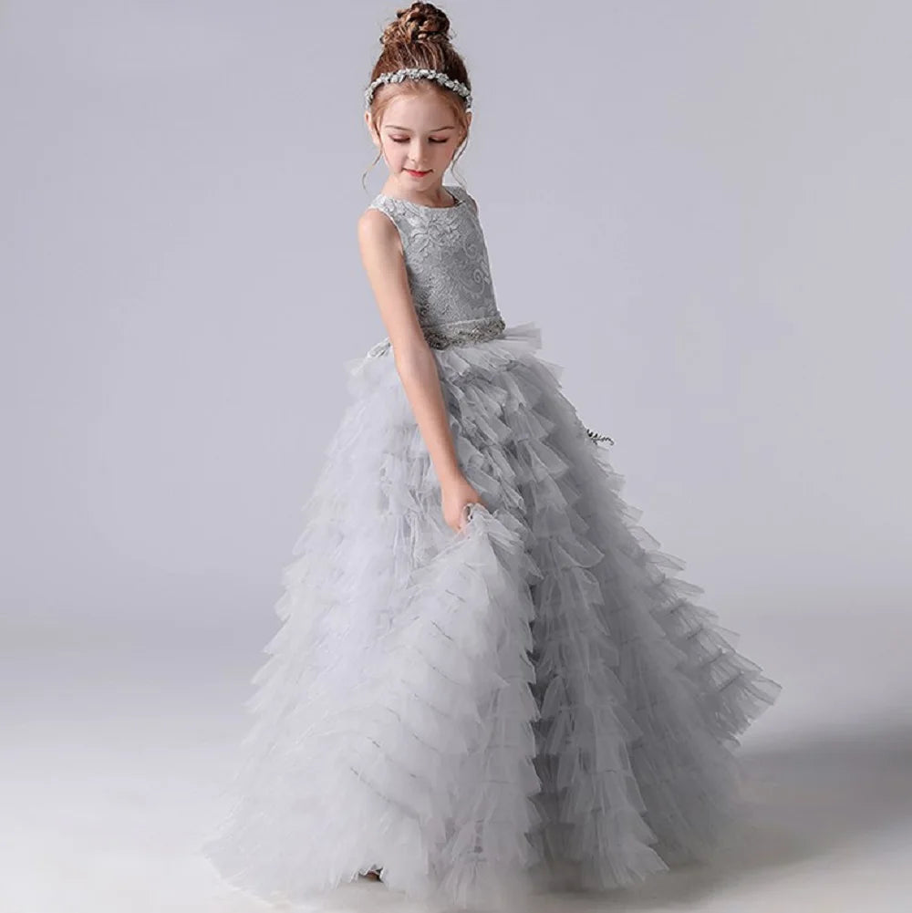 Slick Tiered Tulle Flower Party Dress