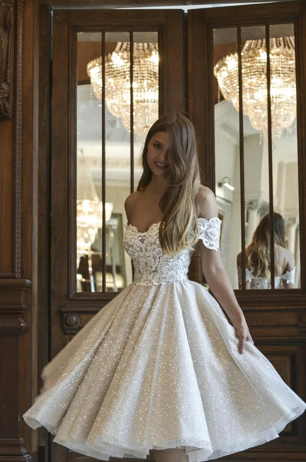 Radiant Sparkle Tea-Length Wedding Dress