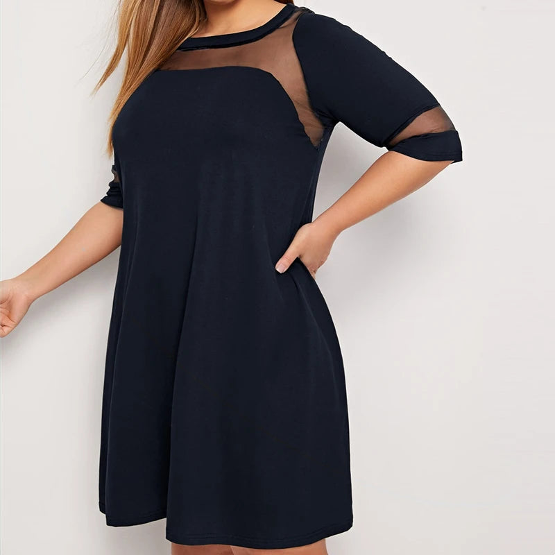 Versatile Mesh Panel Mini Dress