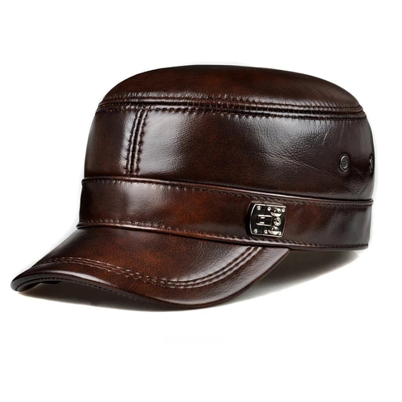 Genuine Leather Snapback Golf Cap