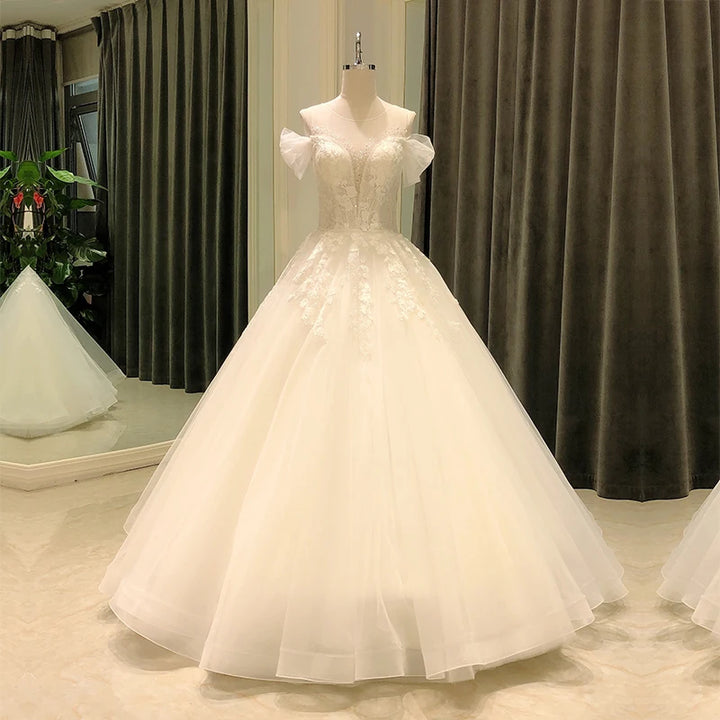 Elegant Lace Crystal Bridal Dress