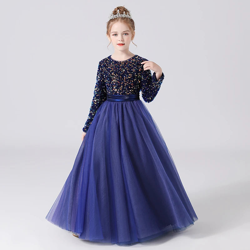 Glittery Sequins Girl's Tulle Party Dress