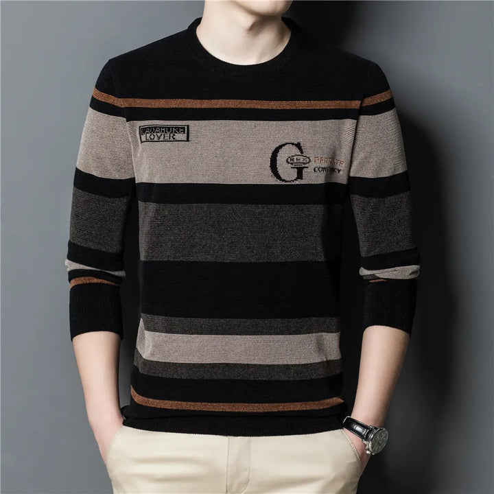 Versatile Style Men's Striped Sweater