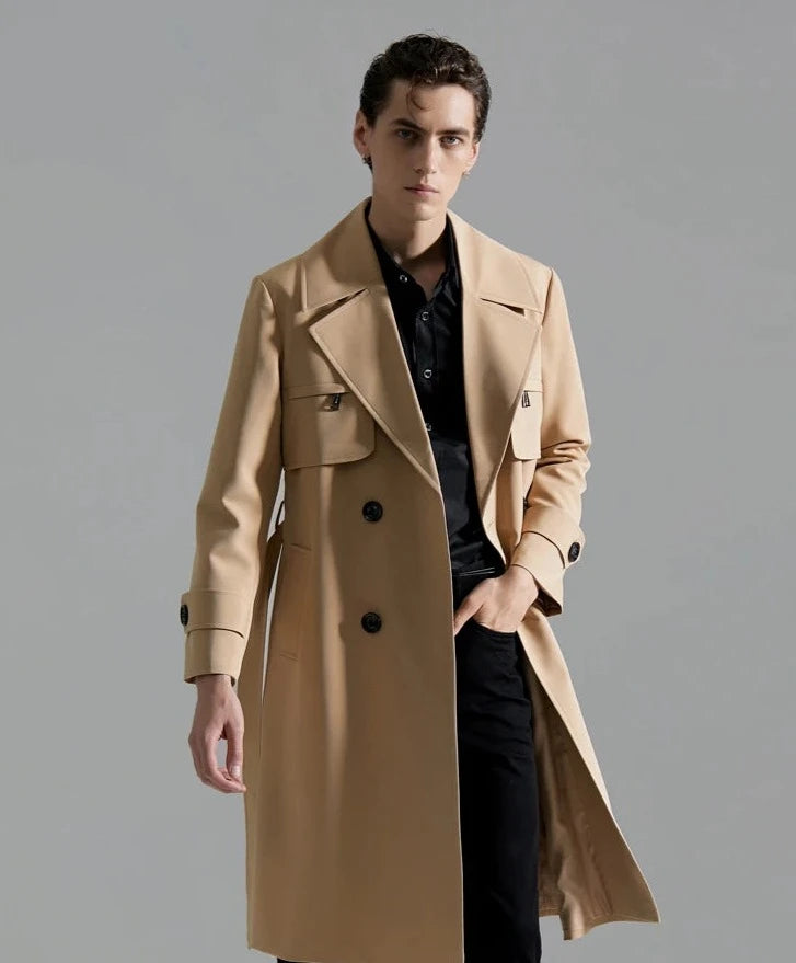 Double Breasted Long Trench Coat