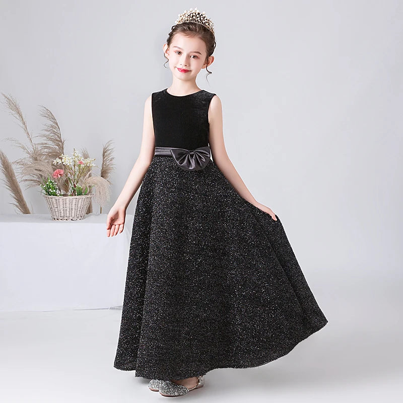 Lovely Velvet Bling Girl's Formal Gown