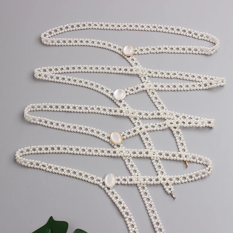 Stunning Pearl Knitted Waist Belt