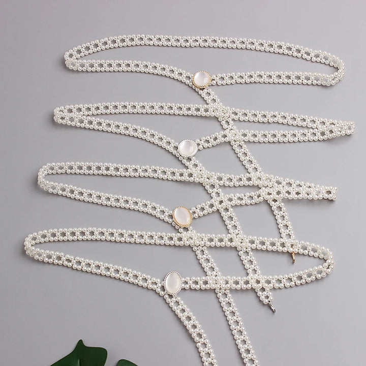 Stunning Pearl Knitted Waist Belt