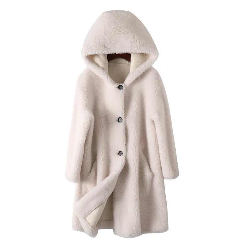Soft Lamb Fur Medium Length Coat