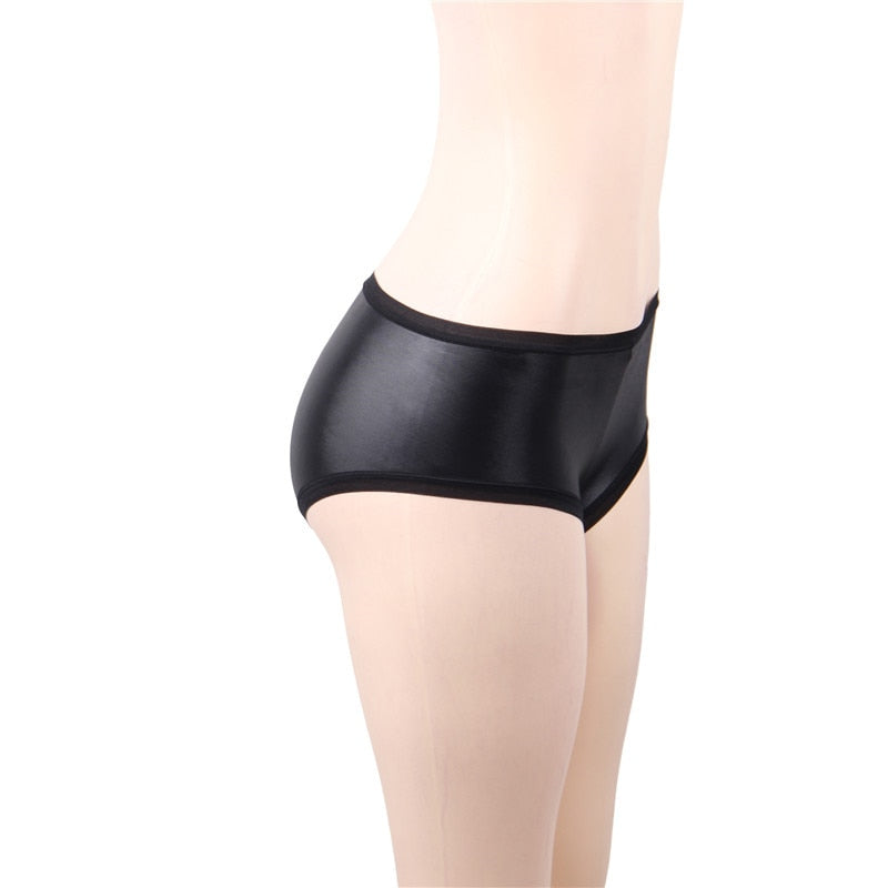 Black Faux Leather Women's Panties| All For Me Today